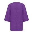 thumbnail image 5 of Brilliant 3X Womens Tops Fashion Solid Color Tops Long Sleeved Loose Cotton and Linen Loose Shirt Blouse V-Neck Casual Tops clothes under $5.00, 5 of 6