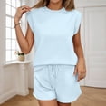 thumbnail image 2 of MuXiKeJi Clothes 2026 Women's Summer 2 Piece Sets Casual Lounge Set Short Sleeve Tops Shirts Shorts Travel Beach Vacation Outfits, 2 of 6