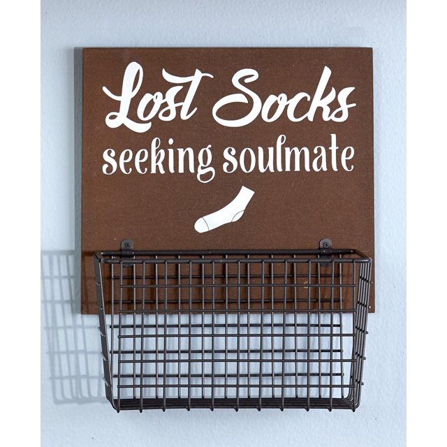 Wall Hanging Sock and Laundry Storage Basket Farmhouse Organization
