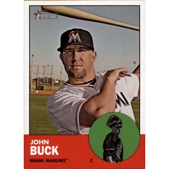 Collectible 2012 Topps Heritage #41 John Buck Marlins MLB Baseball Trading Card