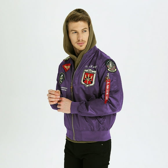 High Quality Military Fashion Casual Boy Youth Lightweight Top Gun Patch Embriodey Streetwear Ma1 Satin Flight Bomber Jacket Men