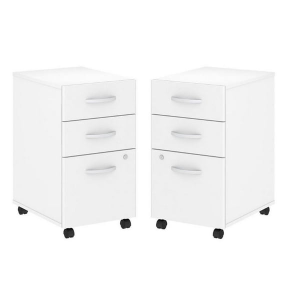 Home Square 2 Piece Wood Filing Cabinet Set with 3 Drawer in White