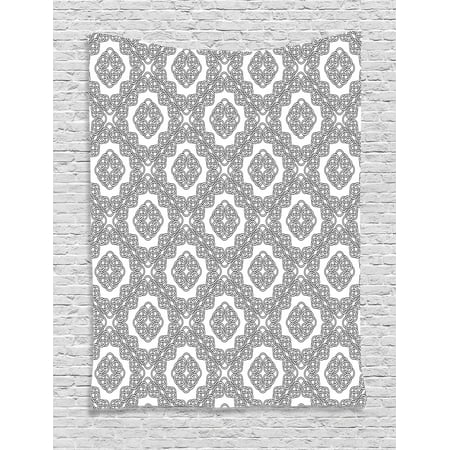 - Celtic Tapestry, Vintage Geometric Diagonal Symmetrical Binding Celtic Knots Motifs Illustration, Wall Hanging for Bedroom Living Room Dorm Decor, Black White, by Ambesonne