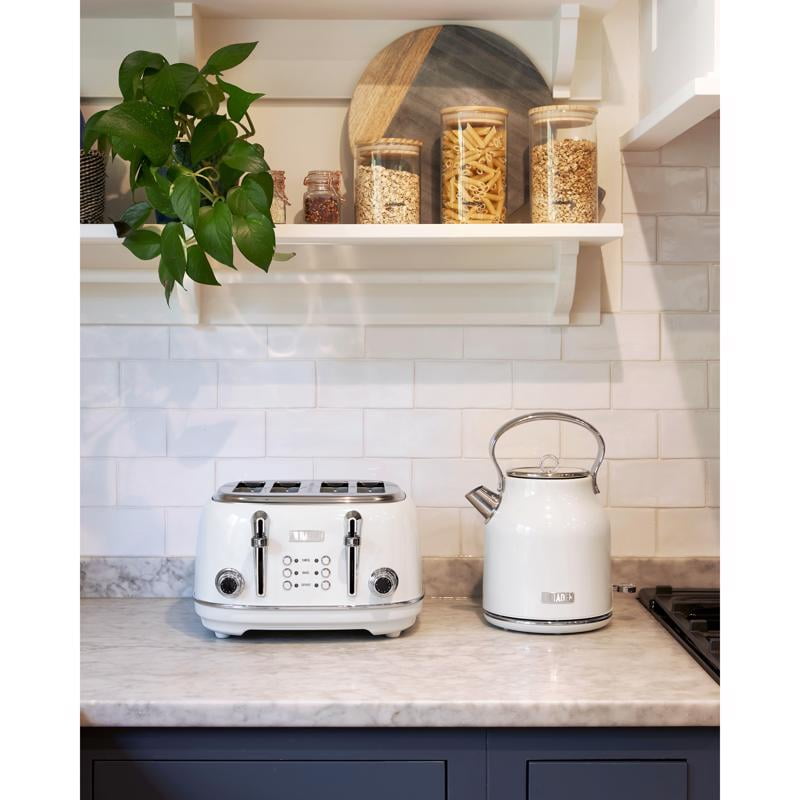 Open Box Haden Heritage 4 Slice Wide Slot Stainless Steel Body Retro Toaster