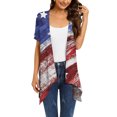 thumbnail image 1 of Lenago Summer Plus Size Summer Tops for Women Casual Printed Short Sleeve Cardigans Drape Open Front Lightweight Summer High Low Hem Tops 4th of July Outfits for Women, 1 of 4