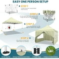 thumbnail image 4 of SANOPY 10' x 10' Pop up Canopy Party Tent with 4 Removable Sidewalls, Wave Eave Outdoor Waterproof Patio Gazebo Tent with Carry Bag, Backyards Camping Picnics, Khaki, 4 of 7