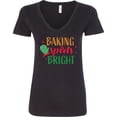 thumbnail image 3 of Inktastic Christmas Baking Spirits Bright with Green Oven Mit Women's V-Neck T-Shirt, 3 of 5