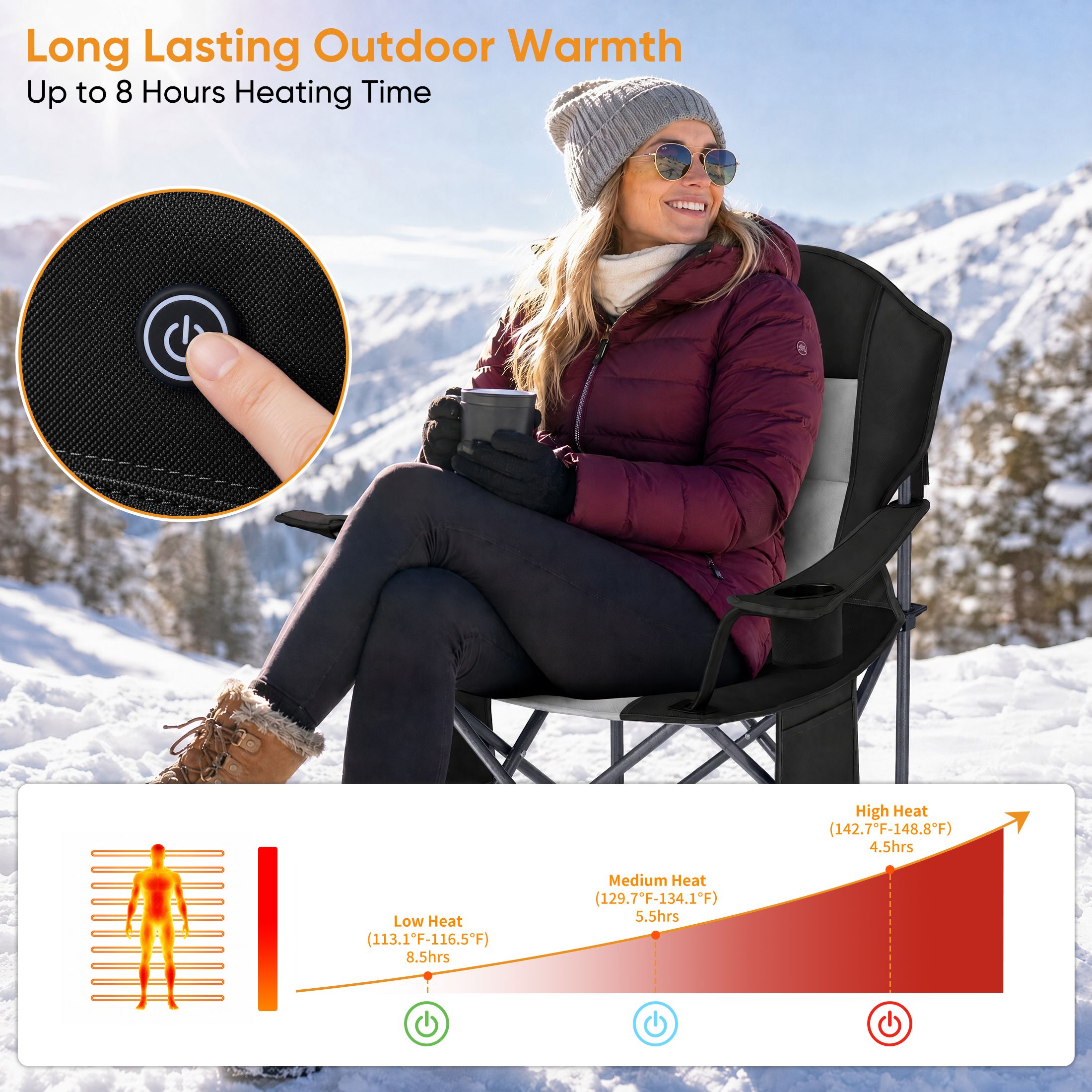 EDX Oversized Heated Camping Chair with Dual Zone Heating photo 8
