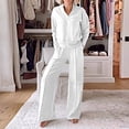 thumbnail image 2 of Fiaer,2 Piece Sets for Women Oversized Loungewear Set Fall Trendy Long Sleeve V Neck Sweatshirt Wide Leg Pants Matching Sweatsuit Set White XXXXL, 2 of 4