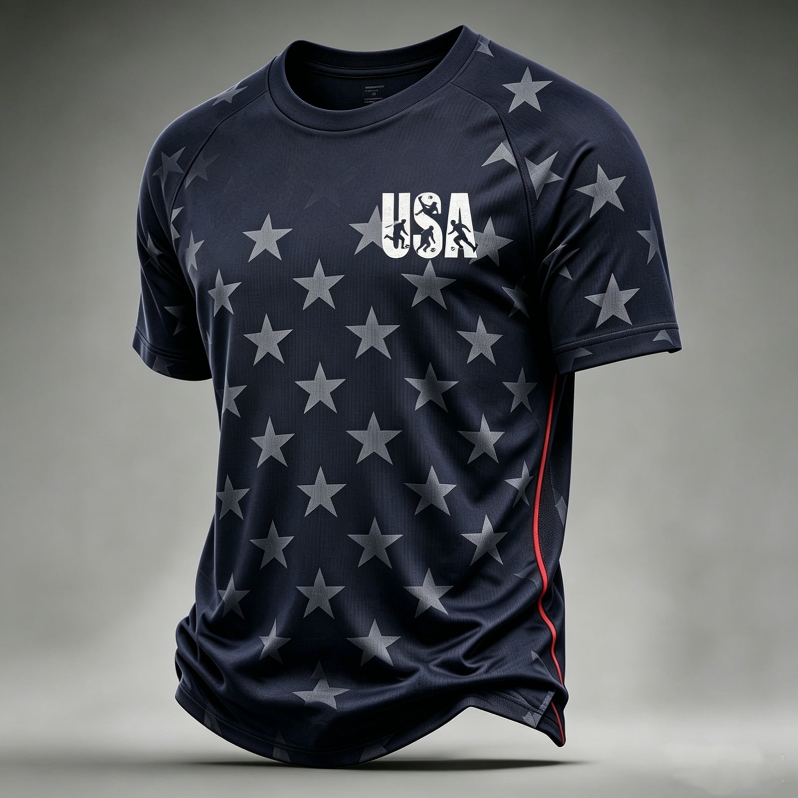Men's 2026 USA Soccer Jersey Retro USA Soccer Pattern Crew Neck Lightweight Soccer Jersey Top Short Sleeve Athletic Top for Match Day Casual Wear
