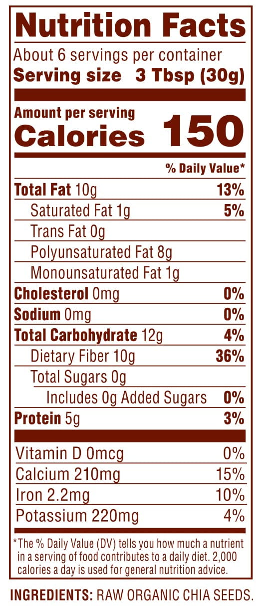 Nutiva, Organic Chia Seed, Black, 6 oz Pack of 2