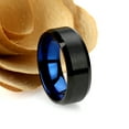 thumbnail image 2 of Men's Women's Tungsten Wedding Band Engagement Ring 8mm Brushed Black & Blue Ring, SZ 14, 2 of 3
