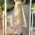 thumbnail image 4 of Elegante falda dulce de línea A para mujer, vestido largo cálido y suave con nuevo diseño de red irregular para otoño e invierno, 4 of 5