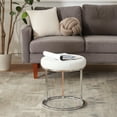 thumbnail image 7 of Duhome Elegant Lifestyle Modern Faux Leather Round Ottoman Stool Vanity Stool Button Tufted Metal Base,White, 7 of 7