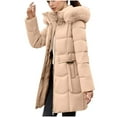 thumbnail image 4 of FRSASU Women's Button Cotton Jacket Winter Trendy Solid Color Casual Warm Loose Long Sleeve Outwear Khaki, 4 of 8
