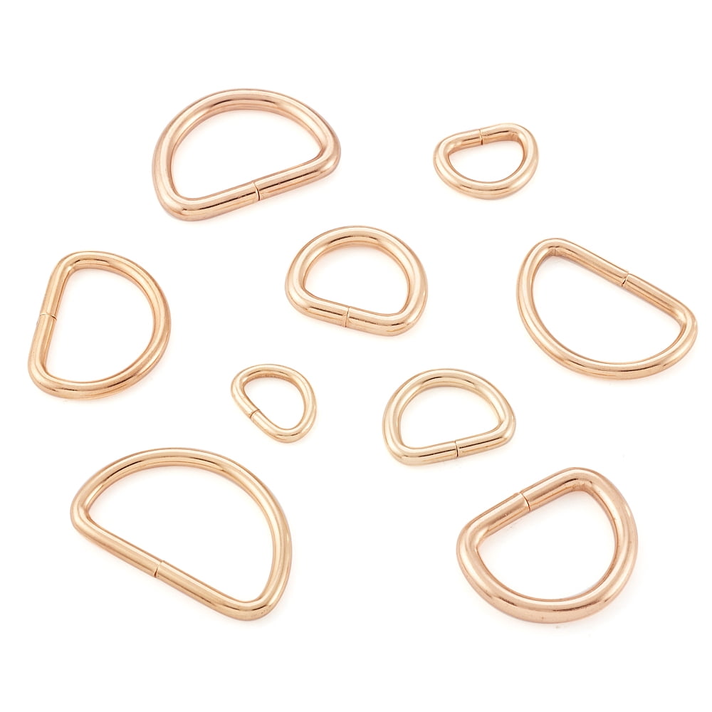 1Bag 54Pcs 9 Styles Iron D Rings Buckle Clasps Garment Accessories Findings Light Gold 15~35x19.5~46x2.8~5mm 6pcs/style