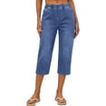 thumbnail image 2 of SBYOJLPB Shorts Pants Women's Solid Color Denim Two-Pocket Fitness and Casual Cropped Pants, 2 of 4