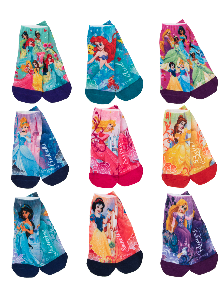 Royal Bermuda Disney Princess (9 Pairs) Girls Socks Quarter Length