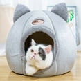 thumbnail image 1 of Nid pour Chat Design Tête de Chat Tissu Antidérapant Grotte pour Chat d'Extérieur, 1 of 10