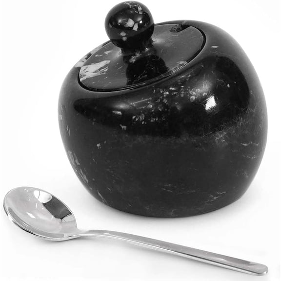 Radicaln Marble Salt Cellar with Lid 3 inches Black Table Salt Container and Sugar Bowl For Kitchen Countertop, Ideal Salt Dish and Salt Jar for Celtic Salts