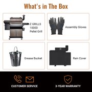 Z GRILLS BBQ Legend 1060 Sq.in Wood Pellet Grill & Smoker, 8-in-1 BBQ with PID Controller, Storage Cabinet, Side Shelf & Grill Cover, ZPG-1000D Bronze