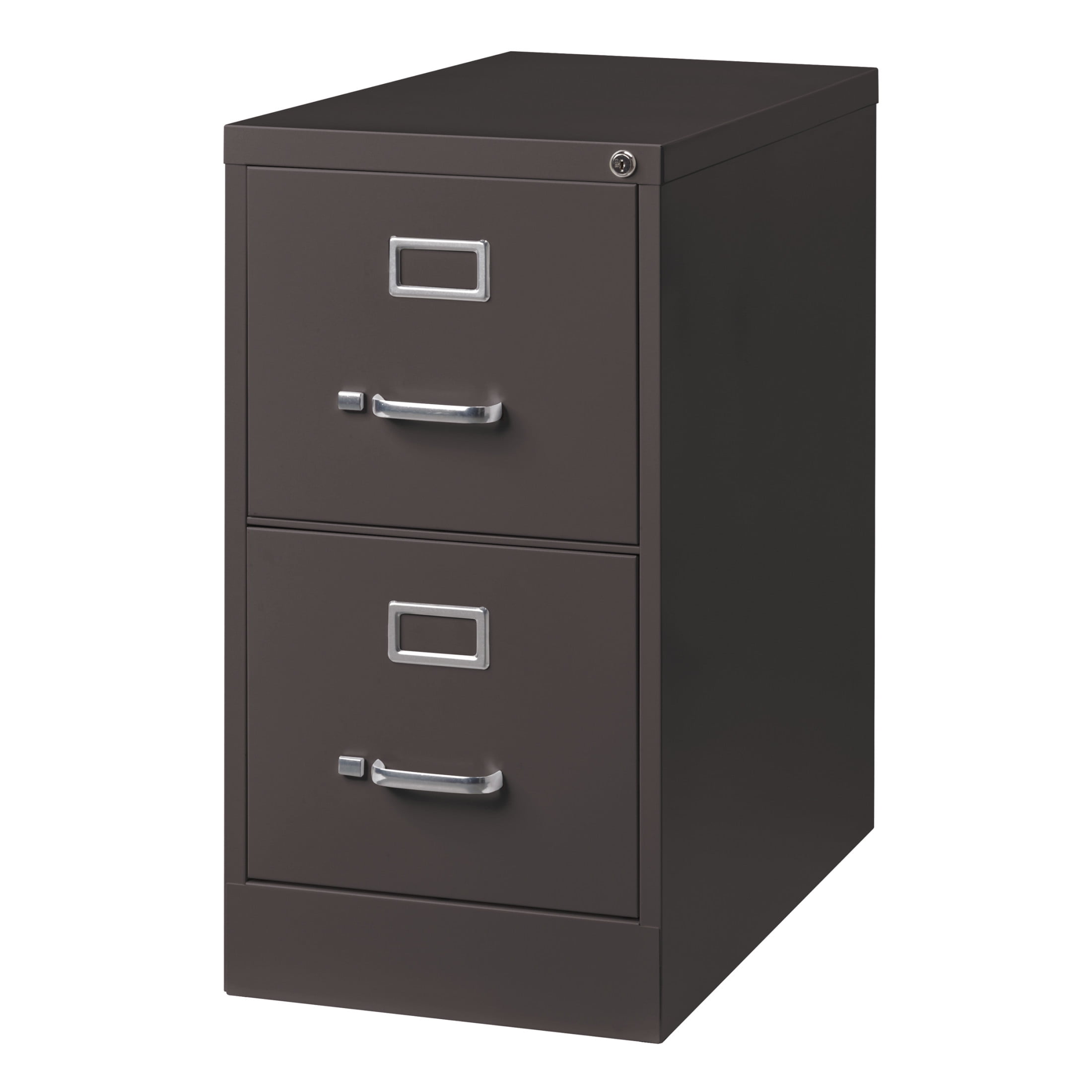 Hirsh 2 Drawer Letter Locking Metal Vertical File Cabinet, 26.5" Deep, Medium Tone Brown
