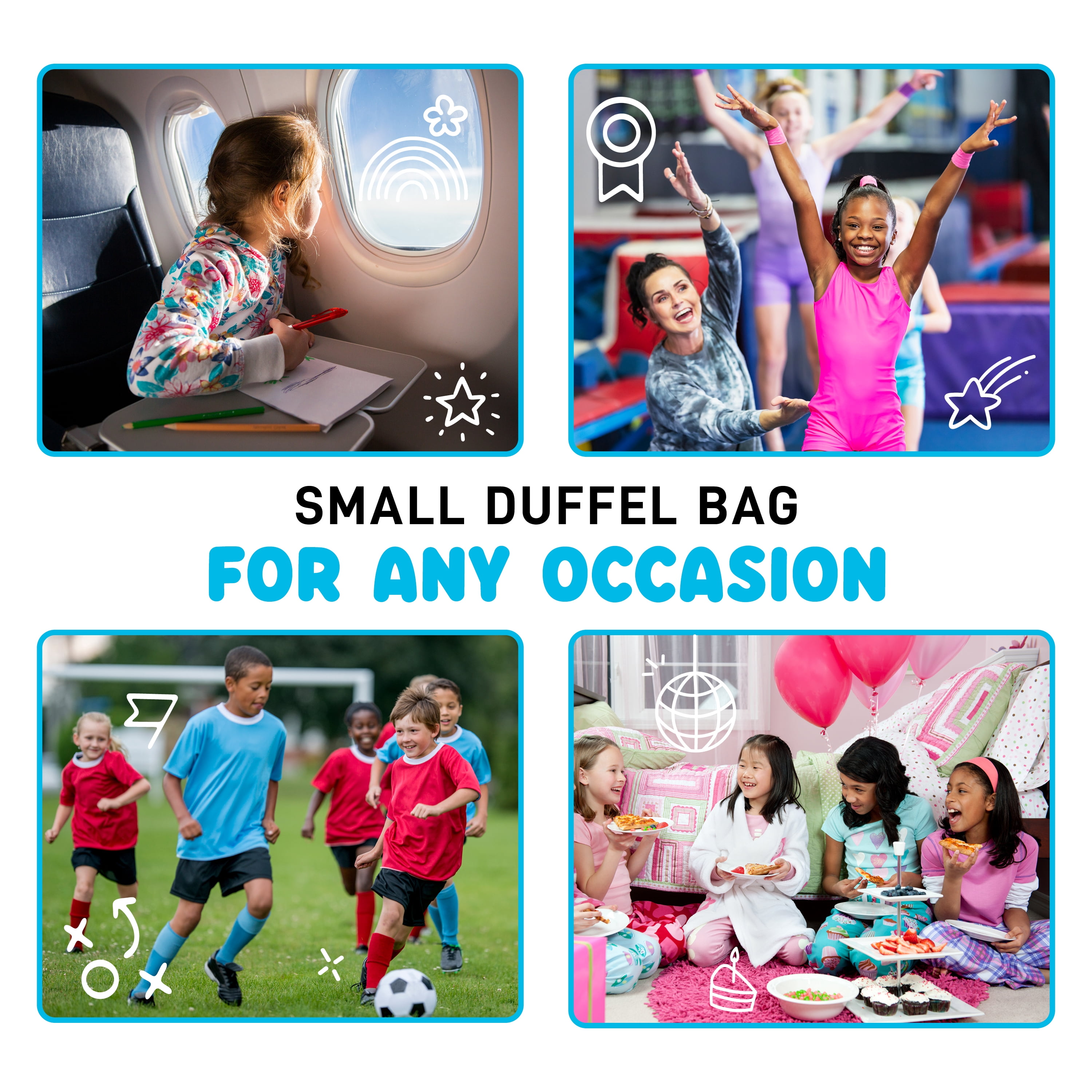 Fit + Fresh Junior Duffel Bag For Kids, Premium Neoprene Dance & Sports Bag, Weekender, Pink Purple