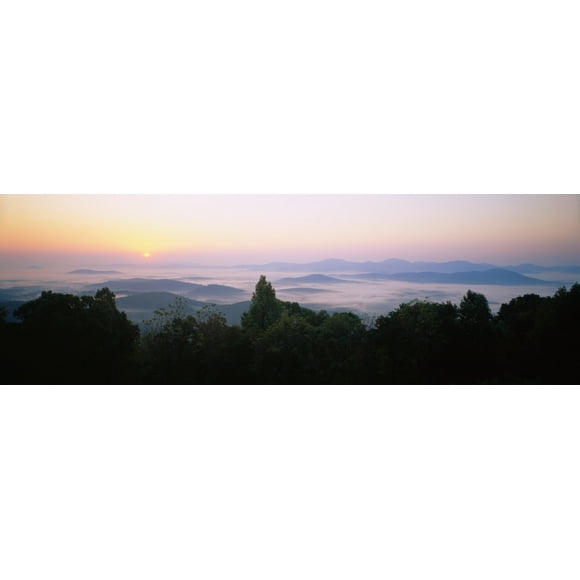 High angle view of mountains, Rockfish Gap, Blue Ridge Mountains, Virginia, USA Poster Print (36 x 12)