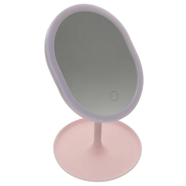 LED Lighted Tabletop Makeup Mirror For Women Girls With Stable Base And Clear Imaging In Pink 1Pack