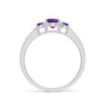 thumbnail image 2 of ANGARA Natural Three Stone Round Amethyst Ring with Diamond Accents in 14K White Gold for Women (Size-5mm) | February Birthstone, Birthday, Anniversary, Jewelry Gift for Women | Natural Amethyst Ring, 2 of 8