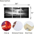 thumbnail image 6 of 3 Piece Storm Sea Canvas Print Black White Ocean Lightning Wall Art Nautical Pictures Painting Nature Artwork Home Office Bathroom Bedroom Decor Stretched Ready to Hang, 6 of 6
