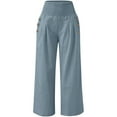 thumbnail image 4 of Pantalones de pierna ancha de lino y algodón SCZ azul 2xl, 4 of 5
