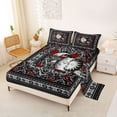 thumbnail image 2 of Erosebridal Boho Sun and Moon Full Size Sheets, Bohemian Aztec Mandala Bed Sheets, Black Gray Red, 4 Pieces 1 Flat Sheet, 1 Fitted Sheet and 2 Pillowcases, 2 of 5