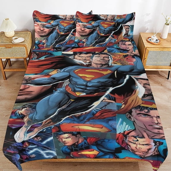 Duvet Cover Bedding Set Cartoon Print Soft Quilt Cover 3 Pieces, 1 Comforter Cover & 2 Pillowcases for Kids Teens Boys Girls Room Decor 86"x70"