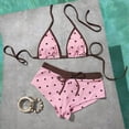thumbnail image 2 of FINALGANG Womens Triangle Halter Polka Dot Print 2 Piece Bikini Swim Set Tie String Swim Top Drawstring Boyshort Brief Summer Swimwear For Beach Trip Leisure Swimwear S, 2 of 4