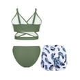 thumbnail image 2 of YiZYiF Kids Girls 3 Piece Athletic Tankini Swimsuit Bikini Bra Top with Briefs and Shorts Swim Set Army Green 10-11Y, 2 of 7