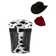 thumbnail image 5 of YiZYiF Mens Cowboy Costume Halloween Cosplay Cow Print Vest Waistcoat with Scarf Hat Hippie Clothes Black-A L, 5 of 6