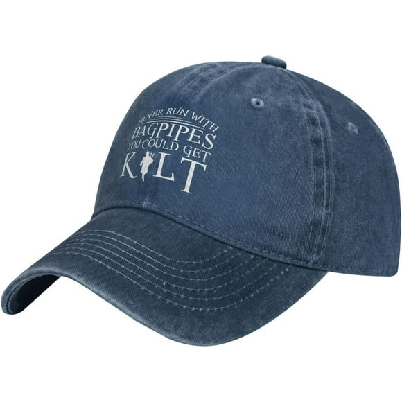 Funny Scottish Bagpipe Kilt Scotland Pride Gift Mens Ball Caps Never Run with Bagpipes You Could Get Kilt Baseball Caps