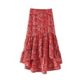 thumbnail image 2 of Pntutb Women Chiffon Casual High Waist Print Ruffles A-Line Pleated Swing Long Skirt, 2 of 6