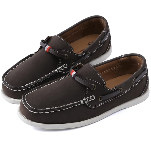 ​NCCB Boys Loafers Causal Slip on Dress Shoes for Boys Brown 1 Big Kid