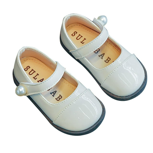 Icvfdpl Baby Girl Sandals Leather Pearl Design Round Dual Color Design Toe Princess Dress Flat Shoes Vacation Comfortable 8 Years-9 Years