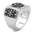 thumbnail image 4 of Luxe Jewelry Designs Men's Stainless Steel Fleur Di Lis Design Ring with Cubic Zirconia - Size 10, 4 of 4