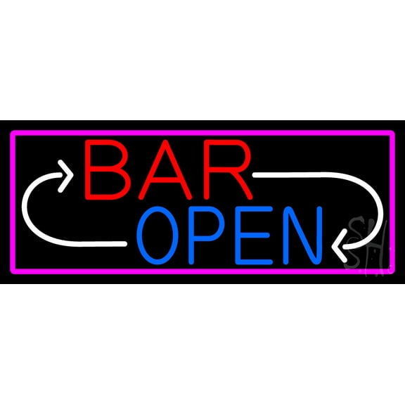 Bar Reverse Open LED Neon Sign 13 x 32 - inches, Clear Edge Cut Acrylic Backing, with Dimmer - Bright and Premium built indoor LED Neon Sign for Bar decor.