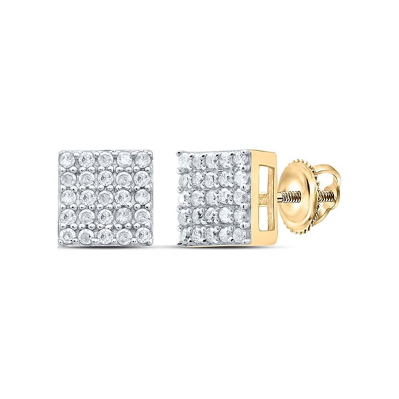 Macey Worldwide Jewelry Yellow-tone Silver Diamond Square Earrings 1/4 Ctw
