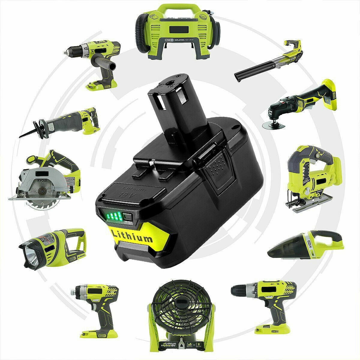 2Pack 18V 5.0Ah Replacement Battery and P117 Charger for Ryobi 18V Battery One Plus P102 P103 P104 P105 P107 P108 P109 P190 P122
