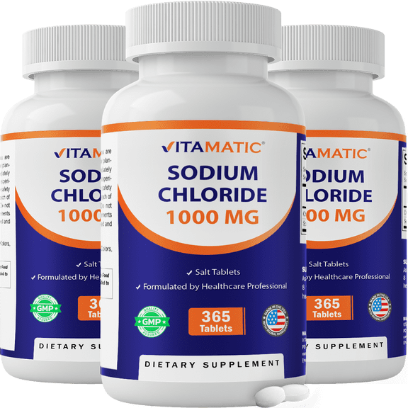 Vitamatic 3 Pack Sodium Chloride 1000mg, 365 Tablets
