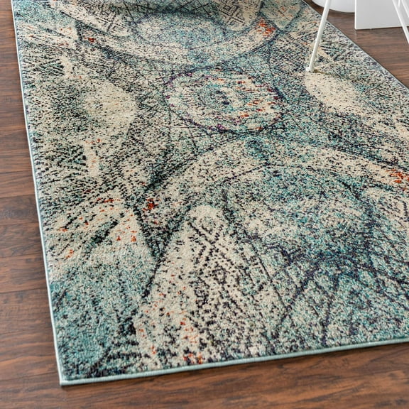 Unique Loom Vita Collection Area Rug - Munch (5' 1" x 8' Rectangle Blue/Cream)