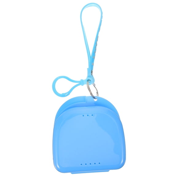 Toyvian Blue Plastic Denture Container for Storage Lightweight Portable Retainer Holder 3.5 x 2.5 x 1.5 Inches