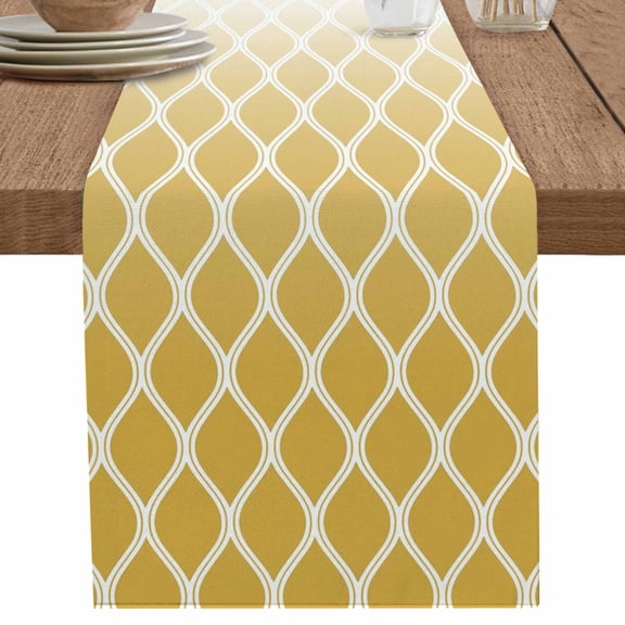 nqOlkjepod Yellow Ombre Stripe Table Runner 70 Inches Long Farmhouse Dress Scarves, Modern Abstract Art Gradient Striped Dining Tablerunner for Coffee Table/Kitchen Island/Party Décor, 13" x 70"