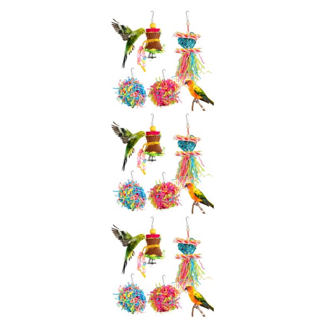 Youkk Wood Easy To Install Bird Parrot Shredding Toys Set Safe And Reliable Option For All Birds Widely multicolored 3Set
